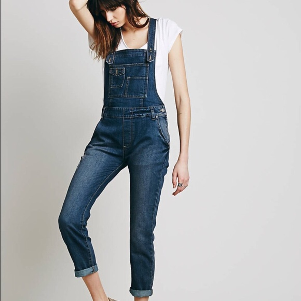 Free People Washed Denim Overall
